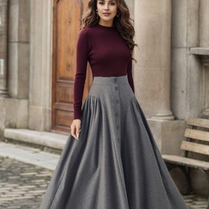 Button down gray maxi wool skirt 4526 Button down gray maxi wool skirt 4526