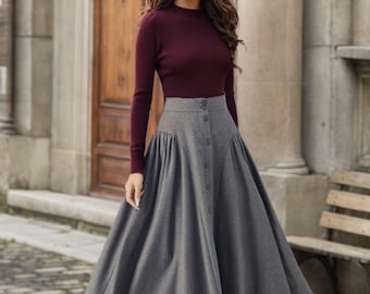 Button down gray maxi wool skirt 4526 Button down gray maxi wool skirt 4526