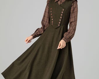 khaki green pinafore dress Olive Green Corduroy Pinafore Dress