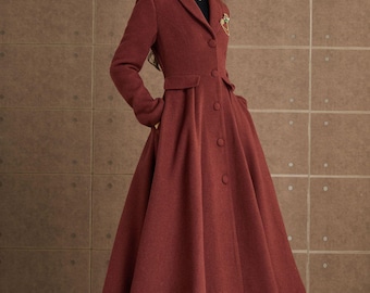 Women Maxi Wool Coat, Winter Warm Long Coat, Swing Coat Dress