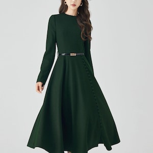 Dark Green Winter Long Wool Dress 4522 Dark Green Winter Long Wool Dress 4522