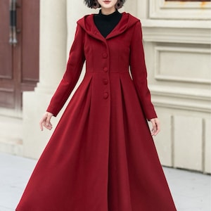 Long swing red winter wool coat women 5346 Long swing red winter wool coat women 5346
