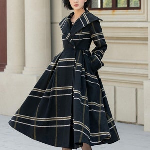 Fit and flare striple winter wool coat 5454 Fit and flare striple winter wool coat 5454