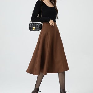 Wool skirt, Womens brown Midi skirt, Winter skirt women, A Line skirt, winter outfit skirt, Work skirt, Handmade skirt, Xiaolizi 5316