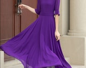 Women s Chiffon Dress A Line Summer Chiffon Dress Wedding Dress Fit flare Big Swing Dress Circle Chiffon Dress Ankle Length Dress 2638 Etsy