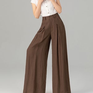 Breezy Linen Wide-Leg Pants for Ultimate Comfort and Style, Womens Long linen pants, Linen trousers, Custom Linen pants, Xiaolizi 4918 image 2