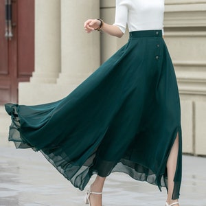 Maxi dark green summer chiffon skirt women 5220 Maxi dark green summer chiffon skirt women 5220