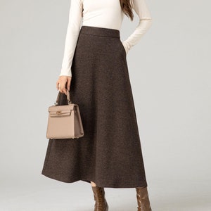 Brown a line winter wool skirt women 5483 Brown a line winter wool skirt women 5483