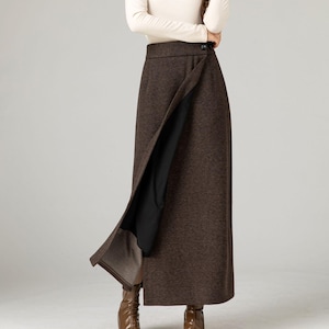 Wool Wrap Skirt, Beige Long Wool Skirt 3862 Wool Wrap Skirt, Beige Long Wool Skirt 3862