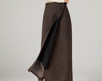 Wool Wrap Skirt, Beige Long Wool Skirt 3862 Wool Wrap Skirt, Beige Long Wool Skirt 3862