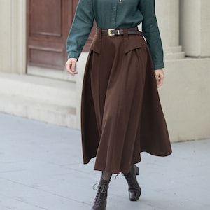 Brown wool skirt, Midi skirt, Womens wool skirt, Winter skirt women, Plus size skirt, A Line skirt, Custom skirt, Xiaolizi 5356