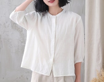 Linen Shirt, White Linen blouse, Women's Shirt, Summer Shirt For Women, Button Down Shirt, Casual Oversized Linen Shirt, Tops Women 3346