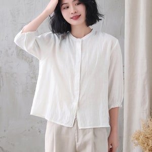 Linen Shirt, White Linen blouse, Women's Shirt, Summer Shirt For Women, Button Down Shirt, Casual Oversized Linen Shirt, Tops Women 3346