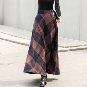 Vintage Inspired Plaid Wool Maxi Skirt Winter Fall Long Wool - Etsy