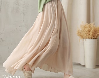 Cotton Maxi Skirt Women, Flowy Long Skirt, Pleated Boho Skirt, Full/Ankle Length Skirt, Plus Size Circle Skirt, Summer Spring Skirt 2820