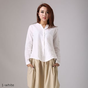 Long Sleeve White Linen Shirt, Linen Shirt Women, Causal linen blouse, Button Down Linen Shirt, Soft Linen Tops, Spring autumn outfit 3001