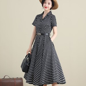 1950s Swing Midi Dress Polka Dot Shirtwaist Dress Short - Etsy