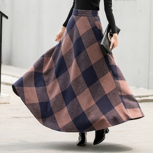 Vintage Inspired Plaid Wool Maxi Skirt Winter Fall Long Wool - Etsy