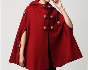 Xiaolizi Womens's Hooded Cape Coat 1130#Black / XL