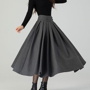 Wool skirt, Long Wool skirt, Wool midi skirt, Pleated swing wool skirt, Womens wool skirt, winter wool skirt, Handmade skirt, Xiaolizi 4552#