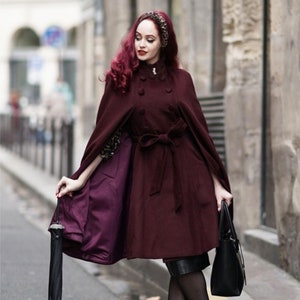 Burgundy Swing Winter wool Coat 4728 Burgundy Swing Winter wool Coat 4728
