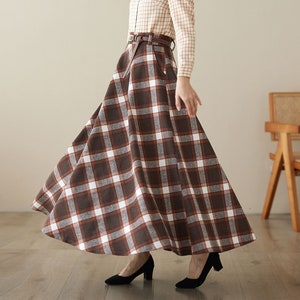 Tartan wool skirt, Long wool skirt, Maxi wool plaid skirt for women, A line wool skirt, Swing plaid wool skirt, Custom skirt, Xiaolizi 4625