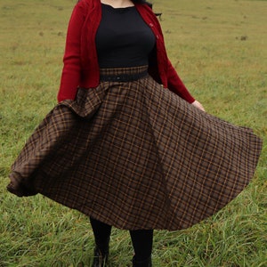 Midi Plaid Swing Winter Wool Skirt 4727 Midi Plaid Swing Winter Wool Skirt 4727