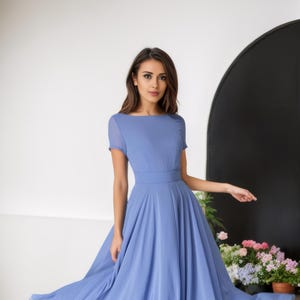 Blue Maxi Handmade Bridesmaid Dress 1523# Blue Maxi Handmade Bridesmaid Dress 1523#