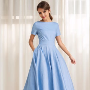 Swing fit and flare dress in Blue 2341# Swing fit and flare dress in Blue 2341#