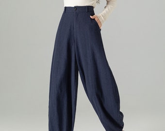 Linen pants, Wide Leg Linen Pants, Womens Linen Baggy Pants, Washed Linen Pants, Long Linen Pants, Autumn Linen Pants, Xiaolizi 4503