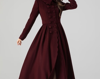 Burgundy princess winter wool coat 4517 Burgundy princess winter wool coat 4517