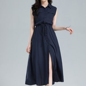 Sleeveless Linen Shirt Dress 3619 Sleeveless Linen Shirt Dress 3619