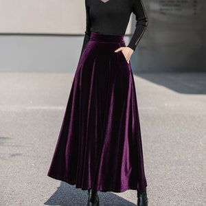 Purple velvet skirt maxi new arrivals