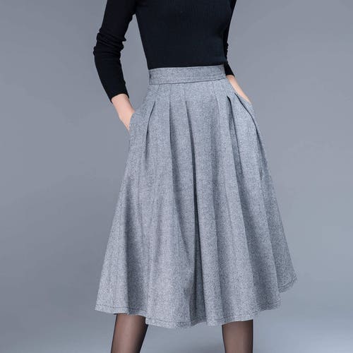 Pleated Midi Skirt Wool Skirt Winter Skirt Knee Length - Etsy