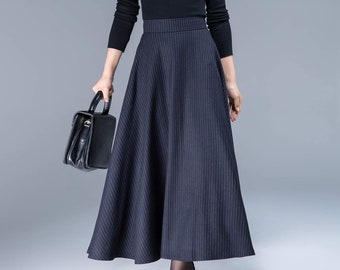 romantic skirt blue wool skirt maxi skirt designer's | Etsy