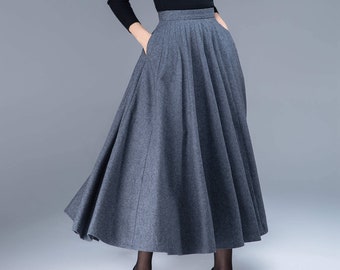 Vintage 1950s Wool Circle skirt, Maxi skirt for women, 1950s skirt, High waist skirt, full skirt, swing skirt, Autumn winter skirt 1802#