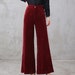 Pantalon en velours côtelé rouge, pantalon large pour femme, pantalon long, pantalon taille haute, pantalon palazzo, pantalon en velours côtelé pour femme, pantalon automne hiver 3115