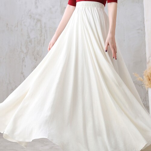 Plus Size Swing Linen Maxi Skirt Women Full Flowy Long Cotton - Etsy