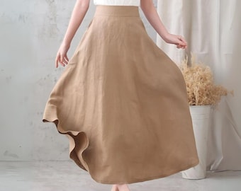 Linen skirt, Maxi Linen skirt, A Line Skirt, Spring linen skirt, Linen skirt for women, Long skirt, Custom skirt, Xiaolizi 3334