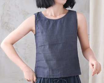 Linen Tank Top, Summer Linen Top, Women Linen Top, Plus Size Top, Sleeveless Linen Top, Casual Linen Top, Linen Clothing, Xiaolizi 3338