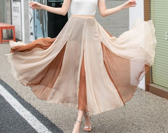 Chiffon Skirt, Boho Chiffon Wrap Skirt, Summer Swing Chiffon
