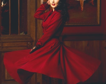 Vintage Inspired Burgundy Wool Dress 4815 Vintage Inspired Burgundy Wool Dress 4815