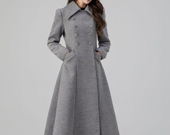 Gray Wool coat, Long Wool Coat, Womens Wool Coat, Princess Wool Coat, Long Trench Coat, Warm Wool Outwear, Custom Coat, Xiaolizi 4515