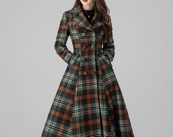 Plaid Vintage inspired Long wool coat 4510 Plaid Vintage inspired Long wool coat 4510