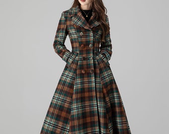 Vintage Inspired Long Wool Princess Coat Women, Fit and Flare Coat