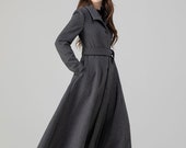 Gray Long Wool Coat, Warm Winter Wool Coat 4516 Gray Long Wool Coat, Warm Winter Wool Coat 4516
