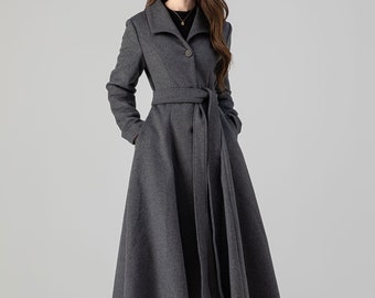 Retro Long Gray Wool Swing Coat 4516 Retro Long Gray Wool Swing Coat 4516