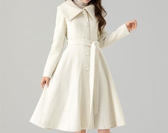 White Long Wool Princess Winter Coat 4520 White Long Wool Princess Winter Coat 4520