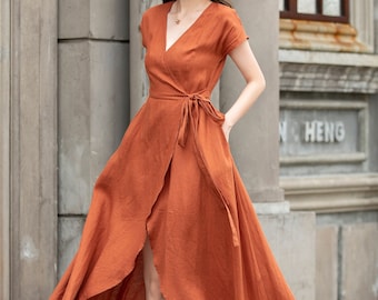 open lace back dress Bailey Orange Eyelet Wrap Dress – Give Her Six