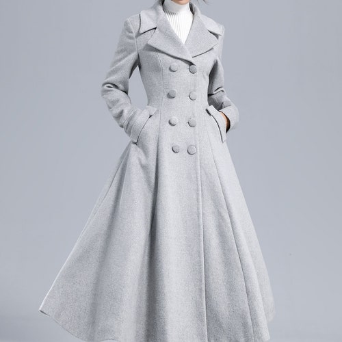 Retro Pink Wool Coat Women Winter Coat Fit and Flare Coat Etsy